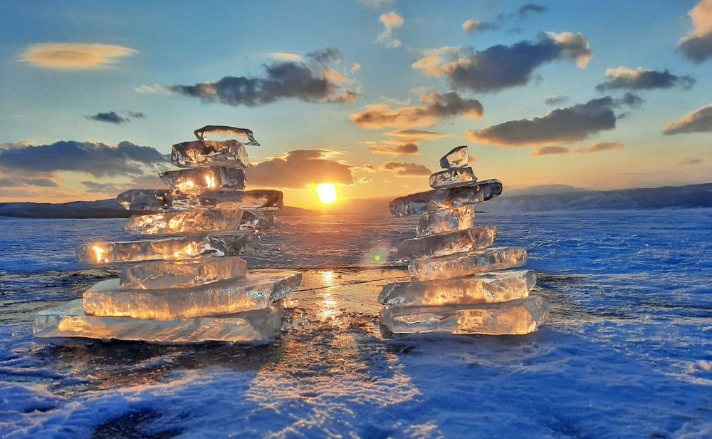 Байкал Лёд огонь пламя фото