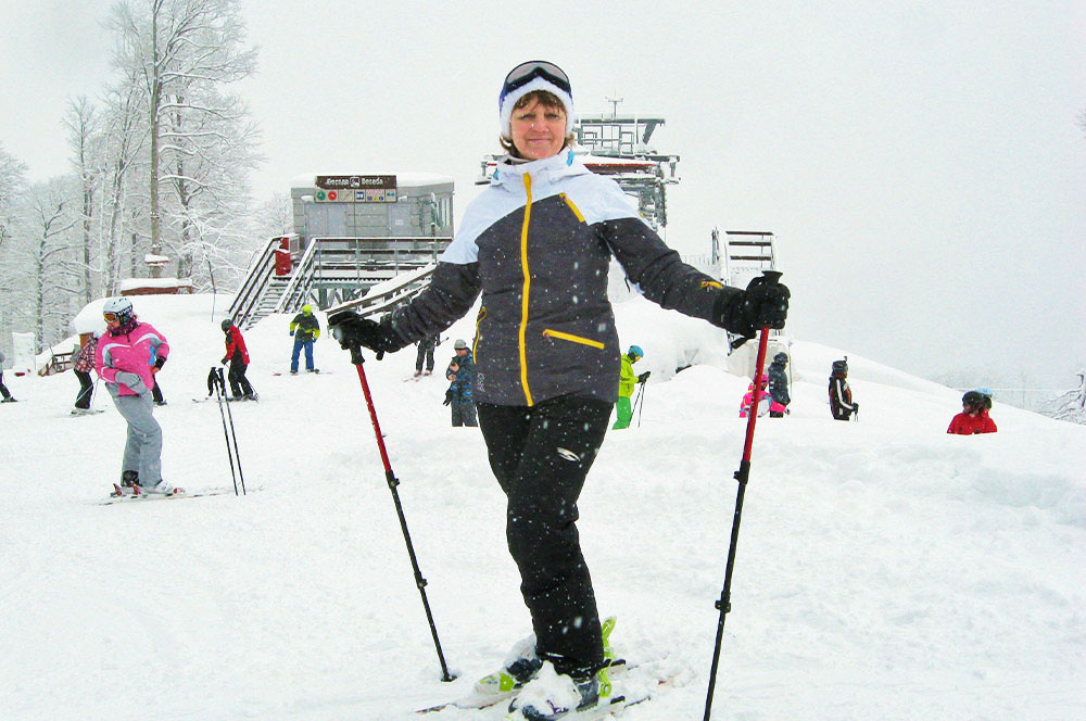 Роза Хутор лыжник зима снег