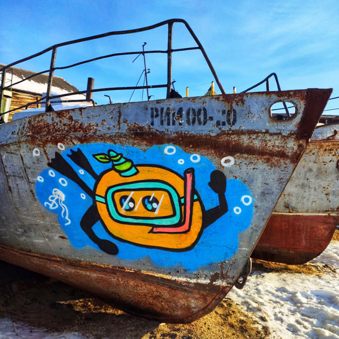 Байкал Хужир рисунок на корабле Пришелец Степан Шоболов