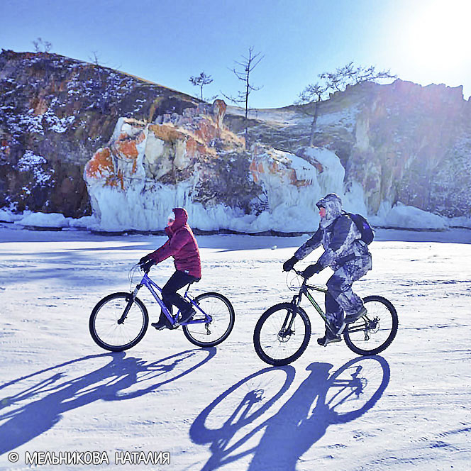 Байкал катание на велосипеде зима