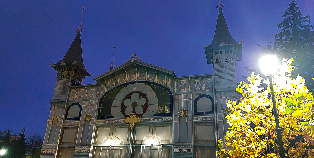 Парк Цветник  Лермонтовская галерея ночью фото