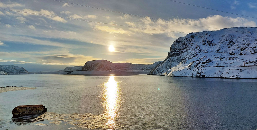 Териберка село закат море зима