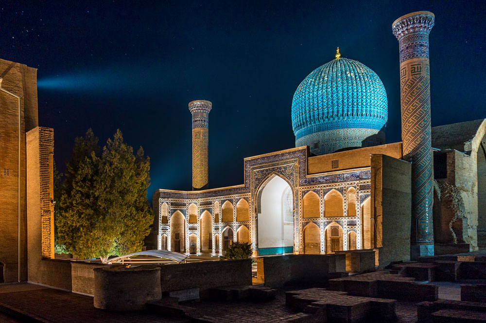 Ночной Самарканд Мавзолей Гур-Эмир Узбекистан