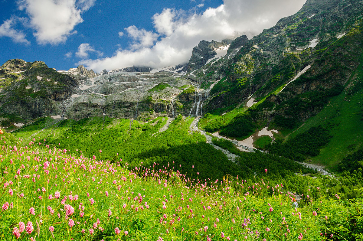 Кавказ Архыз Софийские водопады Софийский ледник